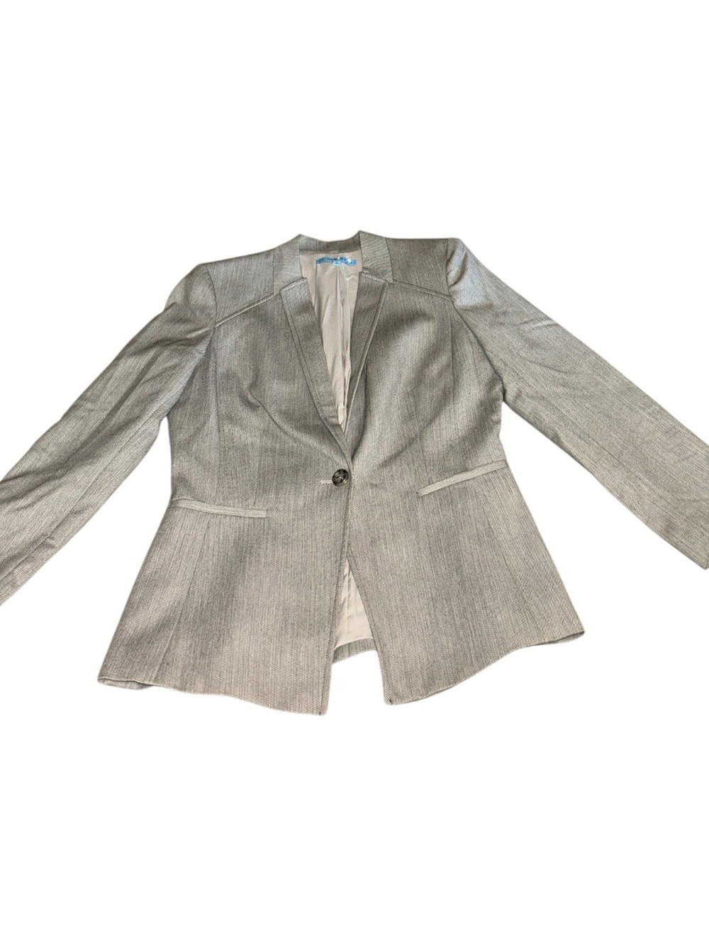 Antonio Melani Gray Faux Collar Gray and Black One Button Blazer Jacket Sz 6